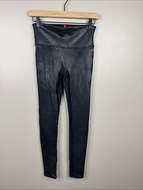 SPANX Faux Leather High Waist Leggings Black Shaping - Women's Size S Small